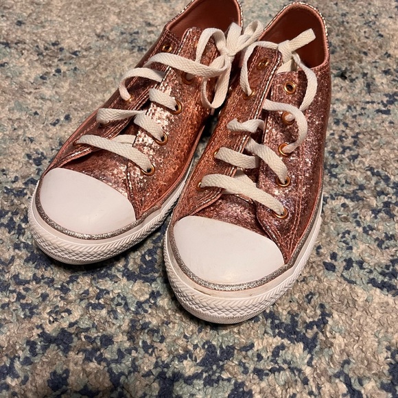 Converse Other - Converse Chuck Taylor Rose Gold Glitter Low Top Sneakers Kids Size 3